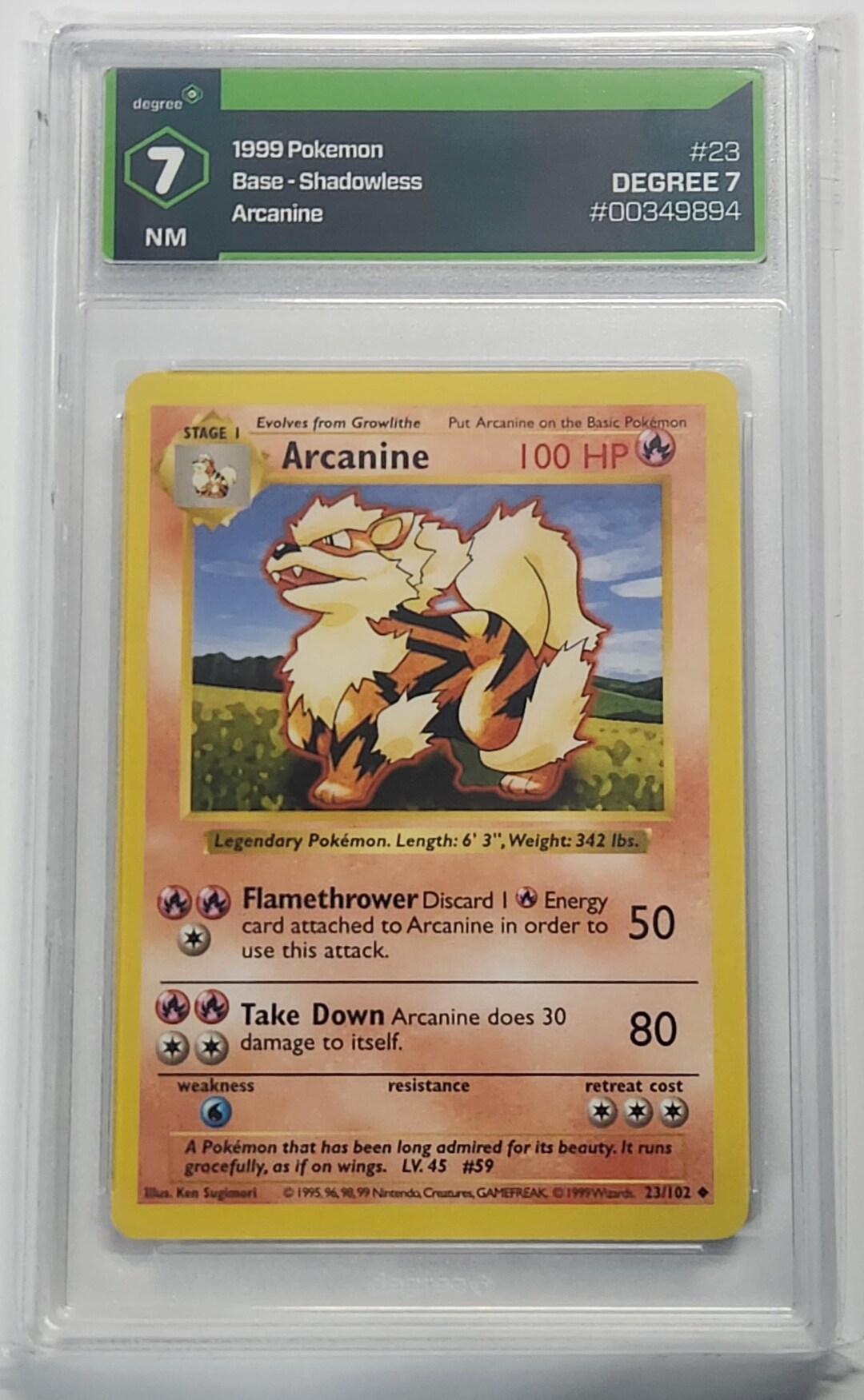 Arcanine Non-holo 23/102 Shadowless 1999 Base Set DEGREE 7NM - Etsy