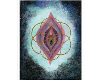 Seed of Life Yoni - Vulva Sacred Geometry - Universal Flower Mandala Vinyl Decal, Spiritual Symbol Sticker for Laptop, Water Bottle