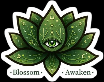 Green Lotus Eye sticker Kiss-Cut Vinyl Decal | Blossom Awaken