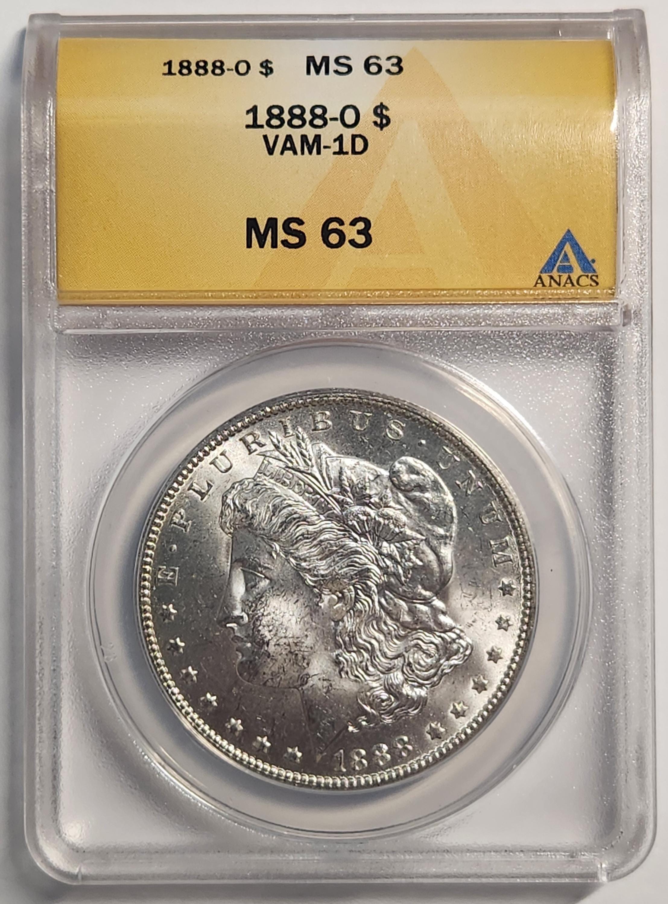 1888 O Morgan Silver Dollar MS63 ANACS VAM-1D - Etsy