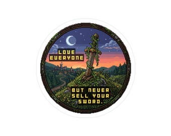 8-Bit Wisdom Never Sell Your Sword Sticker | Vinyl Decal
