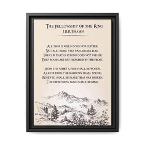 Canvas Wall Hanging, Lord of the Rings/Hobbit Quote Fan Art, Bilbo Frodo Gandalf, Matte Canvas Framed Decor, Tolkien Gift, Multi-color Print