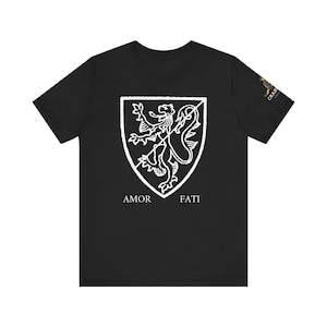 Amor Fati Short Sleeve Tee - Motivational Positive Mindset Shirt, Stoicism Philosophical Unisex T-Shirt, Memento Mori Tee, Nietzsche