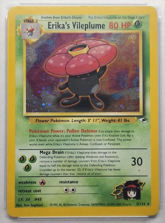 erika's vileplume pokemon card value Erika's Vileplume Gym Heroes 2000 5/132 Degree 8NM-M