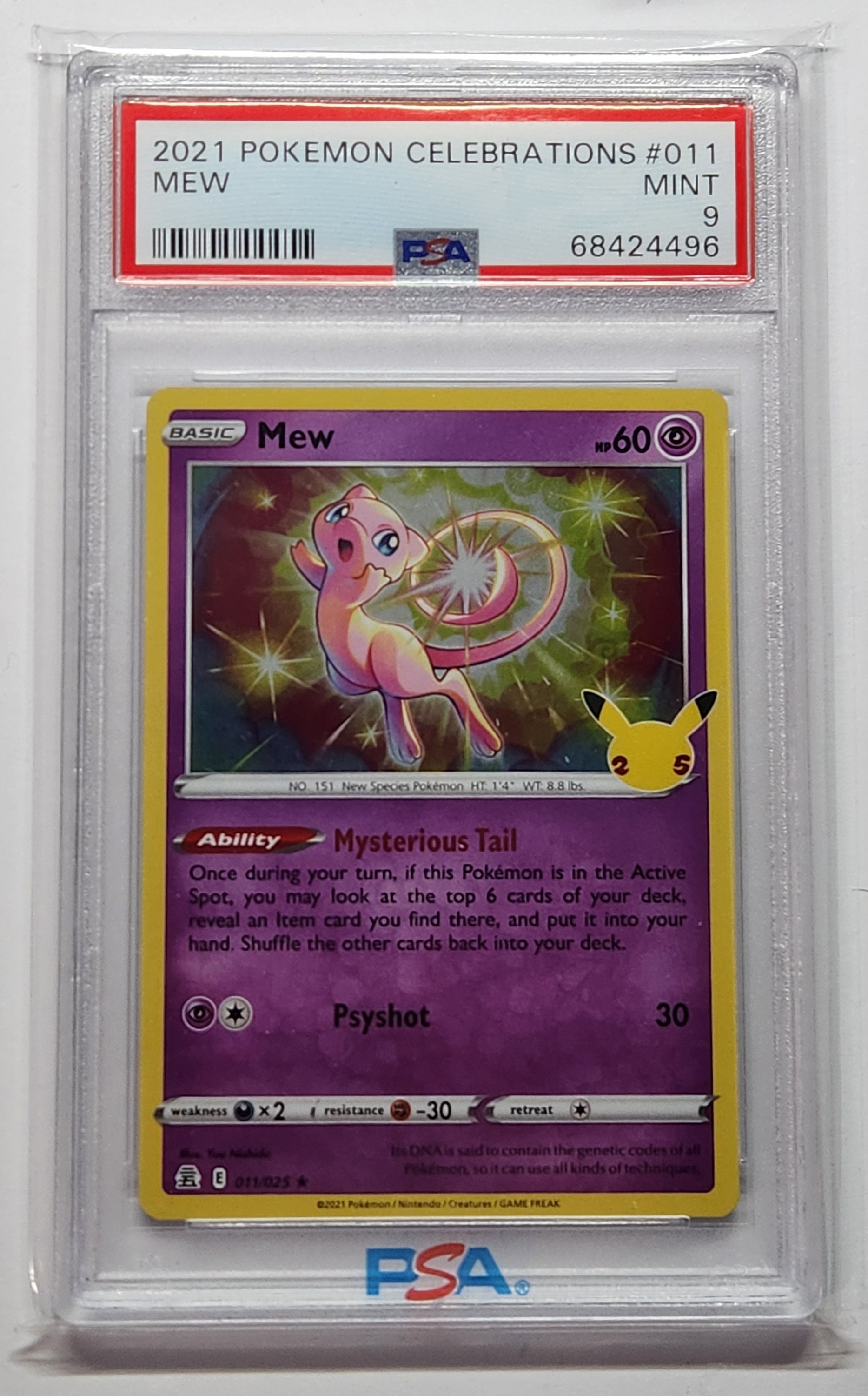 Mew 2021 Pokémon Celebrations 11/025 PSA MINT 9 - Etsy