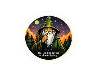 Pondering Wandering Wizard Vinyl Decal | Dungeons & Dragons Nerdy Sticker
