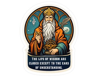 Lips of Wisdom Wizard Hermetic Philosophy decal, Kiss-Cut Vinyl Decal