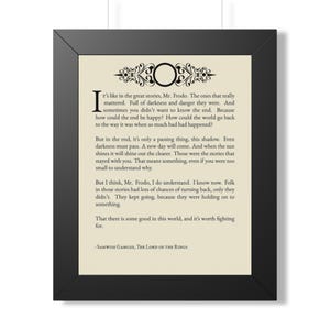 Samwise Gamgee Monologue Quote Framed Vertical Poster | Lord of the Rings