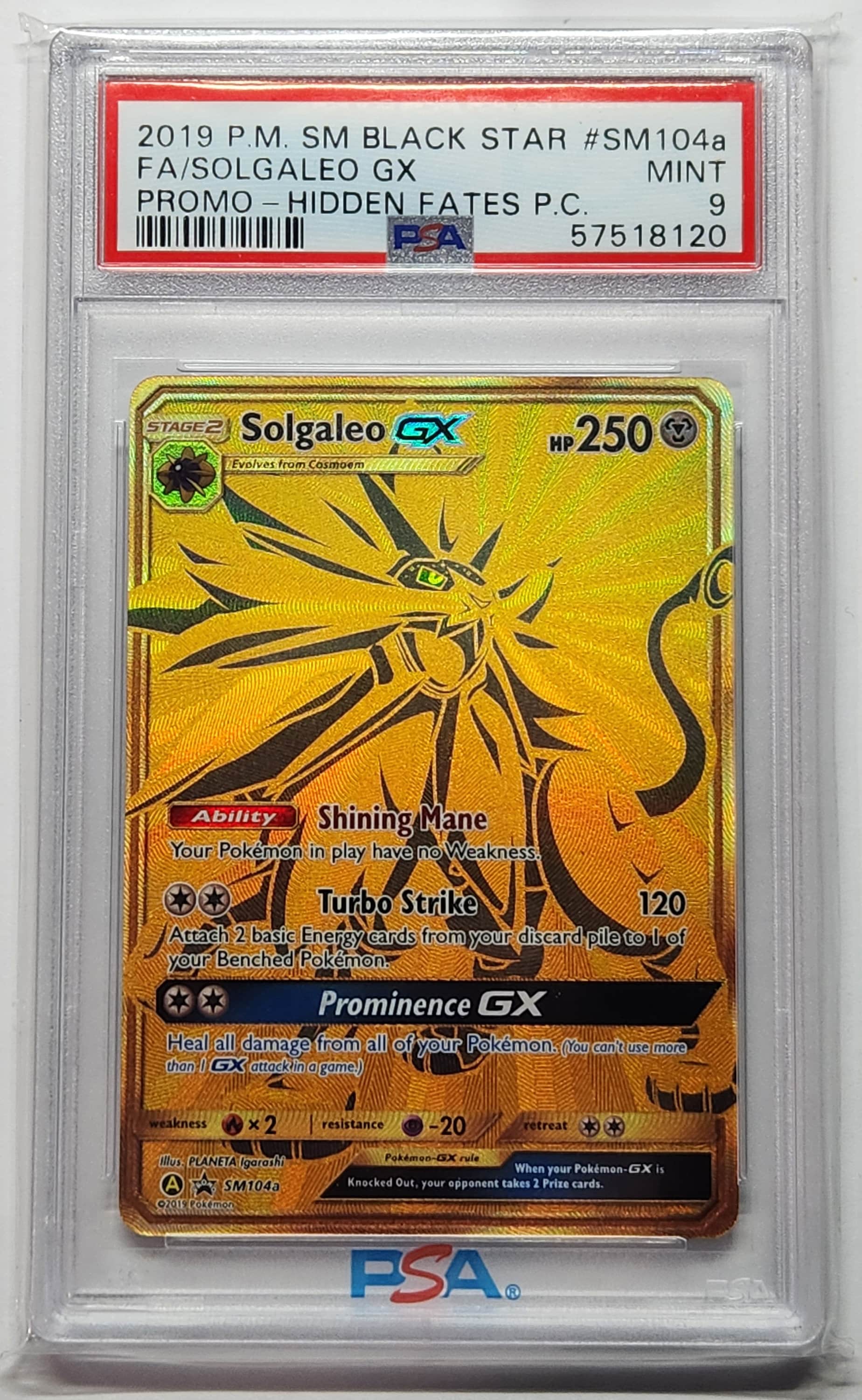 Solgaleo SM Black Star Promo - Hidden Fates Pokemon TCG PSA 9 Mint