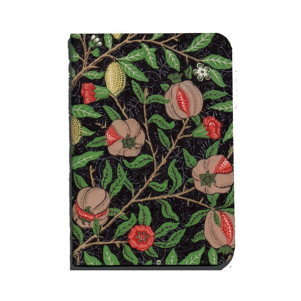 Handmade William Morris Fruit Pattern Pocket Notebook | 40 Blank or Lined Pages | Mini Sketchbook | Travel Journal | Art Nouveau