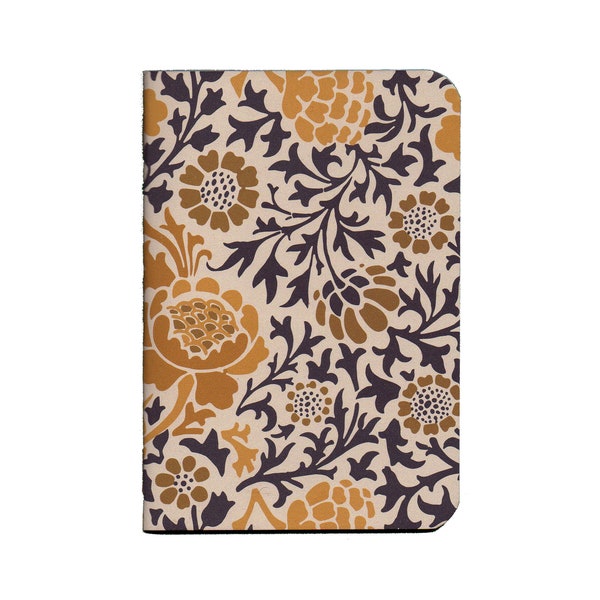 Handmade Floral Pattern Pocket Notebook | Mini travel size journal | Small day planner | 40 Blank or Lined Pages