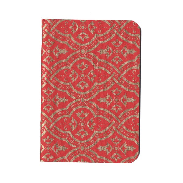 Handmade Pocket Notebook | Red & Gold Screen Printed Shizen Design Signature Series | Travel Journal/Pocket Planner/Mini Sketchbook