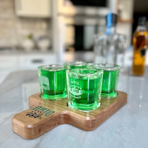 Ohio University Bobcats Shot Glass Set with Unique Server