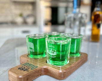 Ohio University Bobcats Shot Glass Set with Unique Server