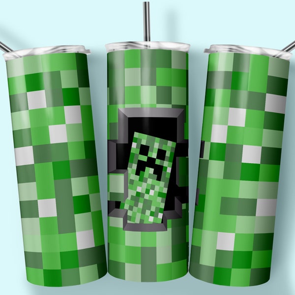 Minecraft Design, Creeper Design, Adventure Game, Gaming, Blocks, 20oz Tumbler Design, Sublimation Designs, Digital Download