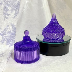 Purple Vintage Style Jewelry Dish with Lid.