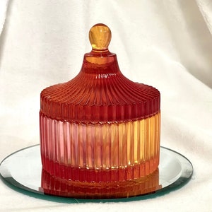 Handmade Sunset Resin Trinket Dish with Lid: Vanity Decor (3x4 inches)