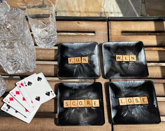Set of 4 Cocktail Drink Coasters Absorbent McCarter Coasters Housewarming Gift Game Night Protects Furniture Stone