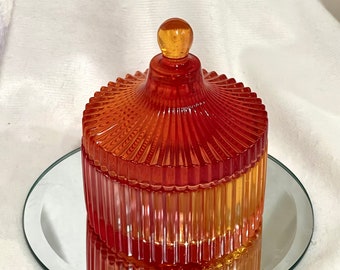 Handmade Sunset Resin Trinket Dish with Lid: Vanity Decor