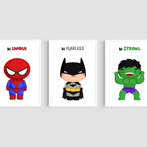 Superhero Prints, Set of 3, Set of 4, Superhero Nursery Prints, Boys Wall Art, Heroes Decor, Superhero Wall Art, Kids Decor, Boys Bedroom
