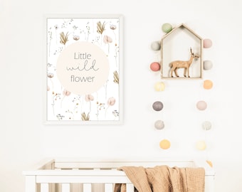 Little Wild Flower Print, Floral Nursery Prints, Wildflower Print, Nursery Decor, Watercolour Flowers, Boho Wall Art, Boho Nursery Prints
