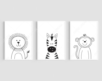 Black White Animal Etsy