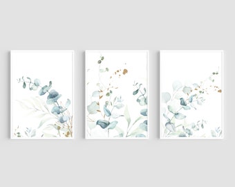 Eucalyptus Prints, Set of 3 Prints, Eucalyptus Wall Art, Home Decor, Living Room Decor, Art Prints, Floral Art Prints