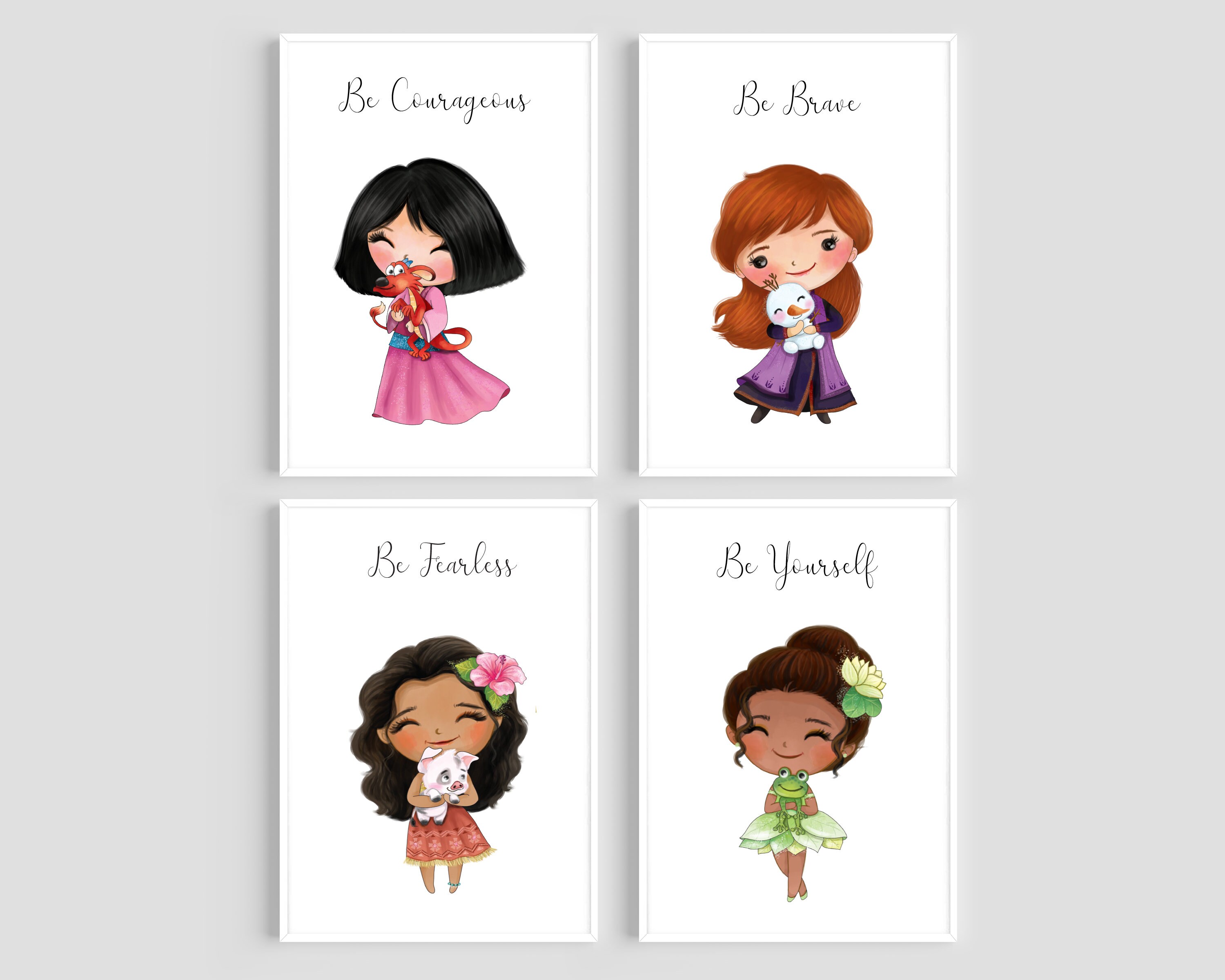 Princess Prints Set of 3 4 or 6 Princess Nursery Prints | Etsy