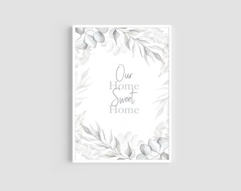 Home Sweet Home Print, Quote Print, Eucalyptus Wall Art, Home Decor, Living Room Decor, Art Prints, Eucalyptus Prints, Quotes, Home Gift