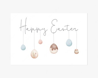 Happy Easter Print, Easter Egg Print, Easter Wall Art, Easter Print, Egg Print, Easter Decor, Living Room Decor, Seasonal Decor, Easter Eggs