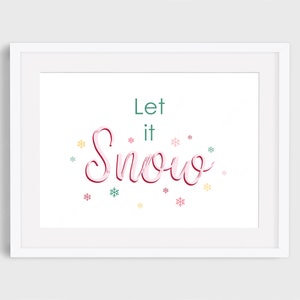 Let It Snow-print, kerstkunst aan de muur, kerstcitaat, kerstprints, quote muurafdruk, kerstdecor, vakantieprint, kunst aan de muur