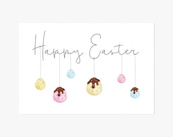 Happy Easter Print, Easter Egg Print, Easter Wall Art, Easter Print, Egg Print, Easter Decor, Living Room Decor, Seasonal Decor, Easter Eggs
