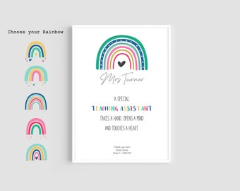 Teacher Print, Thank You Gift, Personalised Wall Art, Teacher Gift, Teacher Thank You Print, Rainbow Print, Personalised Teacher Gift