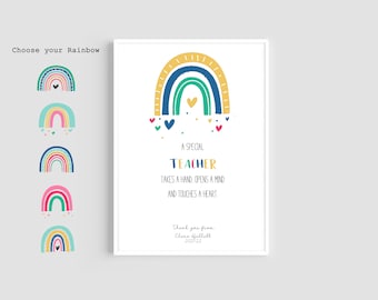 Teacher Print, Thank You Gift, Personalised Wall Art, Teacher Gift, Teacher Thank You Print, Rainbow Print, Personalised Teacher Gift