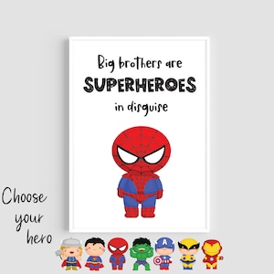 Big brothers are superheroes print, Superhero wall art, Brother prints, Hero quote, Boys wall art, Superhero brother prints, Boys room