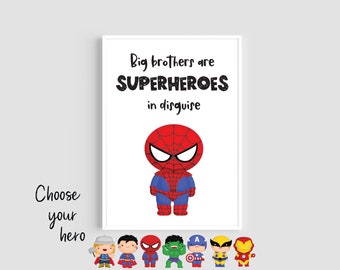 Big brothers are superheroes print, Superhero wall art, Brother prints, Hero quote, Boys wall art, Superhero brother prints, Boys room