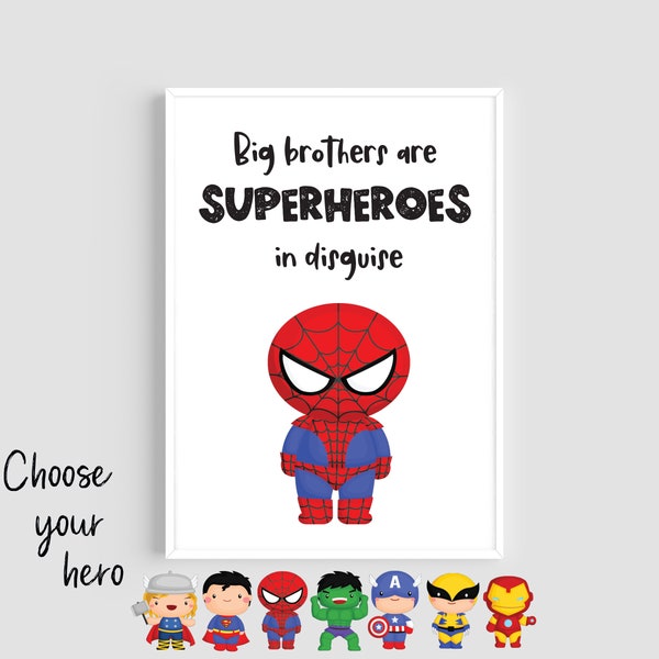 Big brothers are superheroes print, Superhero wall art, Brother prints, Hero quote, Boys wall art, Superhero brother prints, Boys room