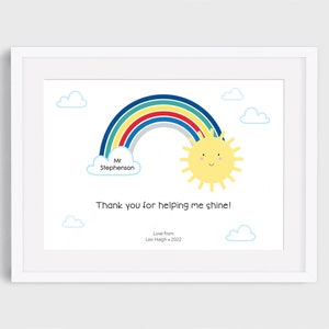 Teacher Print, Thank You Gift, Personalised Wall Art, Teacher Gift, Teacher Thank You Print, Rainbow Print, Personalised Teacher Gift