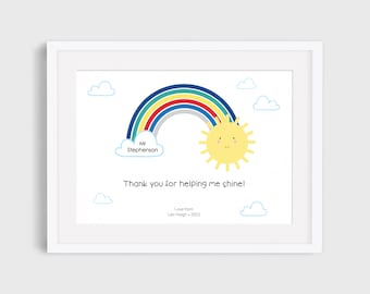 Teacher Print, Thank You Gift, Personalised Wall Art, Teacher Gift, Teacher Thank You Print, Rainbow Print, Personalised Teacher Gift