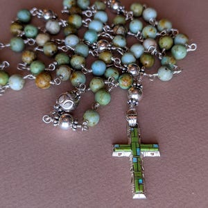 Maya Jade Rosary Catholic Gemstone Rosary Sterling Silver Handmade Rosary Religious Gift Catholic Gift First Communion Gift Wedding Gift