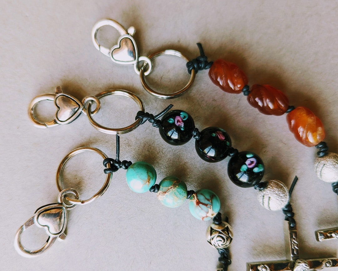 Religious Key Chain, Three Hail Mary Keychain, Devotional Keychain