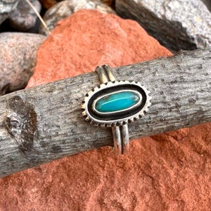 Green Tree turquoise and solid sterling silver ring