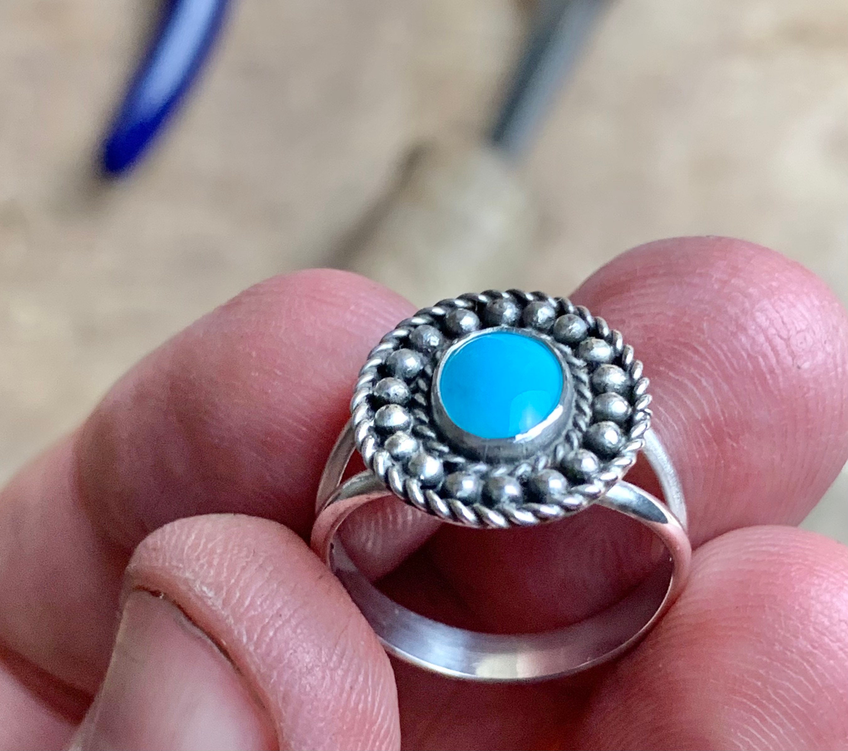 Sleeping Beauty Turquoise and Sterling Silver Handmade Ring - Etsy