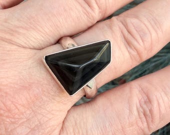 Rainbow Obsidian and 925 Sterling Silver Ring
