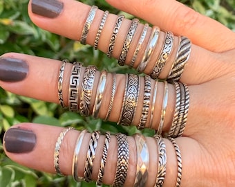 925 Silver stacking rings, midi, stackers, 26 styles, made in USA to any size