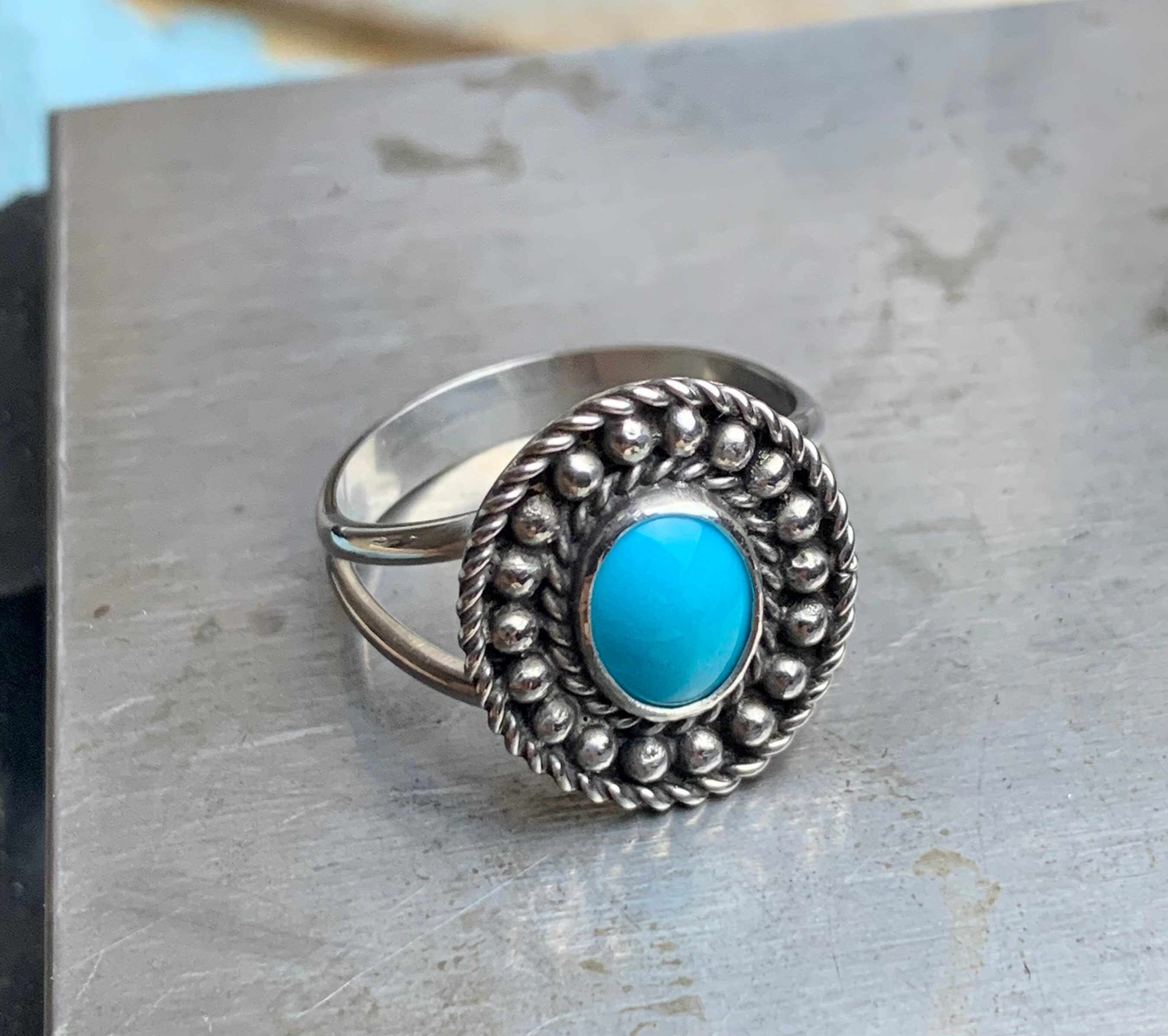 Sleeping Beauty Turquoise and Sterling Silver Handmade Ring - Etsy