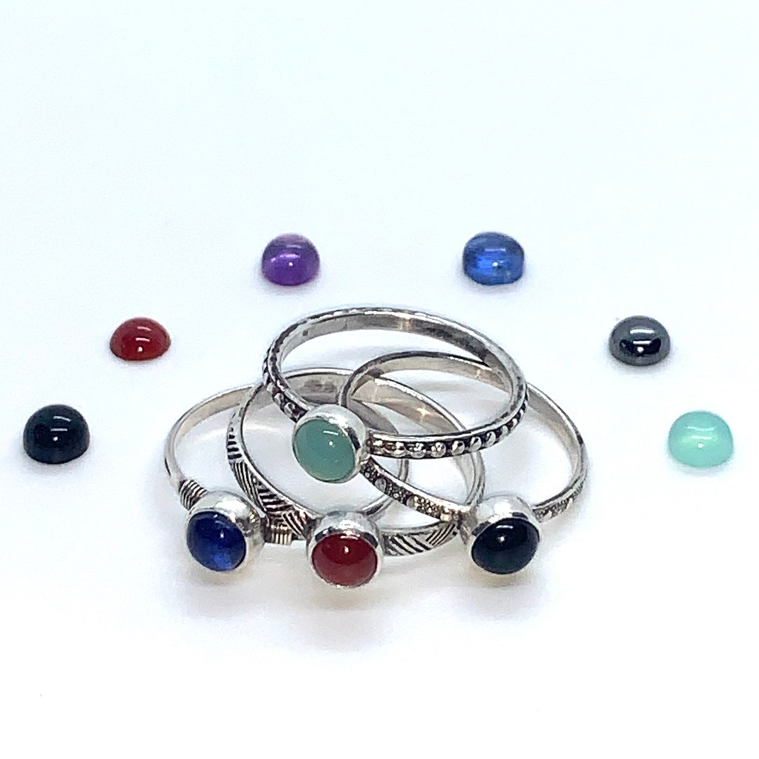 Design Your Own Gemstone and Silver Stacker Ring - Etsy