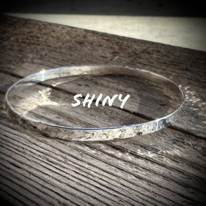 Hand hammered silver bangle bracelet
