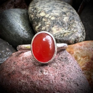 Carnelian and solid sterling silver ring. Made to order in any size.