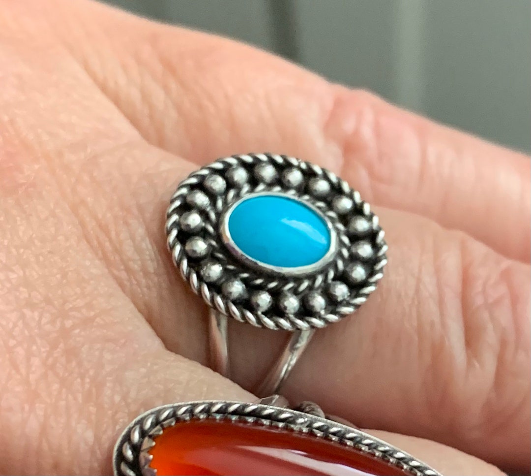 Sleeping Beauty Turquoise and Sterling Silver Handmade Ring - Etsy